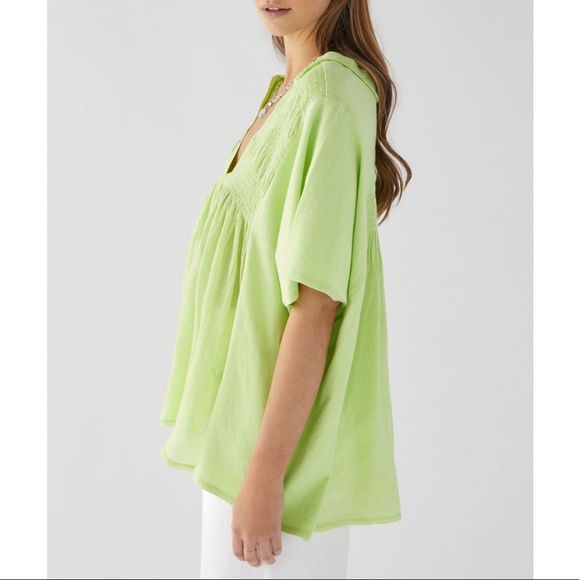 NWT UO Boho Flowy Lime Pastel Top - Picture 2 of 4